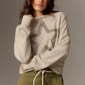 Pilcro Speckled cashmere Cream Star Sweater